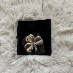 CHANEL Metallic Clover Brooch